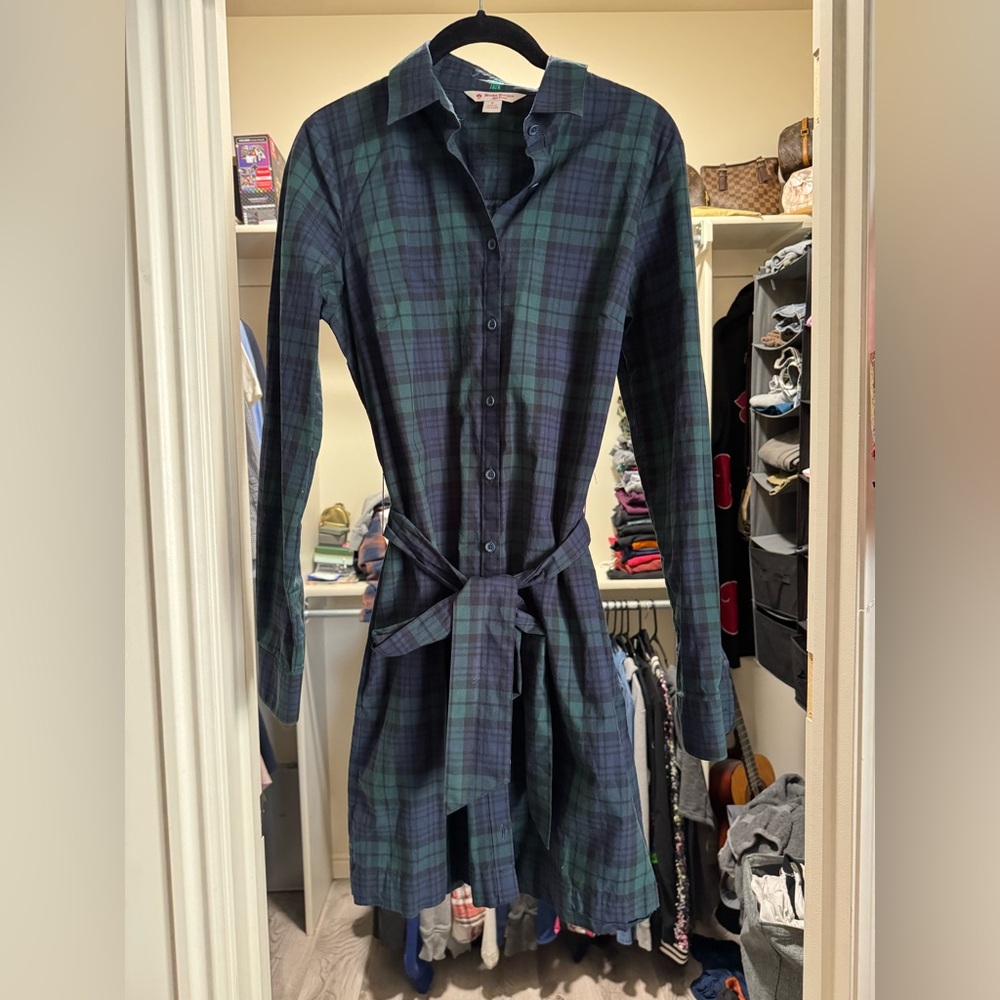 Brooks Brothers Plaid plaid Tartan Button Down Tie Dress - Picture 2 of 8